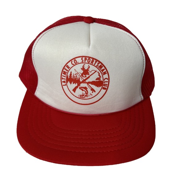 Other - VTG Red & White Latimer County Sportsman Club Trucker Hat Snap Back Headwear Cap